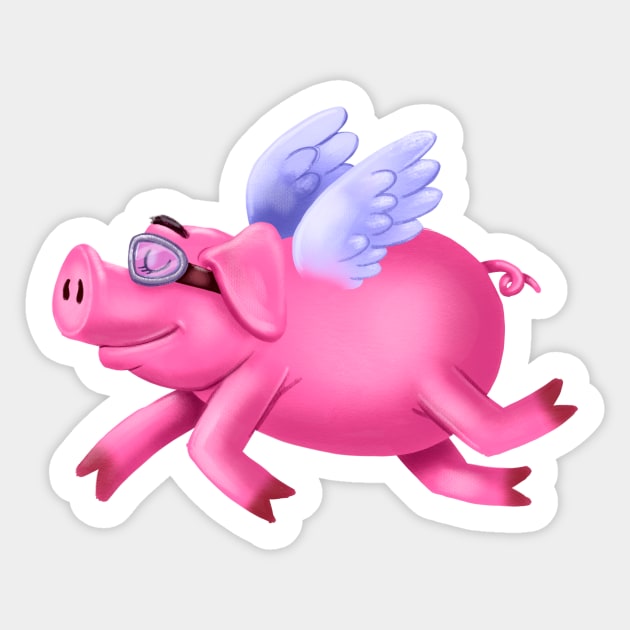 Flying Pig Sticker by Kfirwz